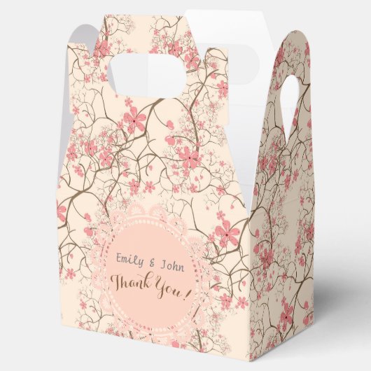 Roze Kersenbloesem Gepersonaliseerde geveldoos Bedankdoosjes (Geopend)
