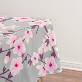 Roze Kersenbloesem Grijs Bloemmotief Tafelkleed