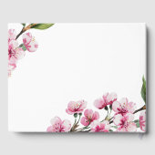 Roze Kersenbloesem Groen Bruids Shower  Gastenboek (Achterkant)