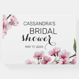 Roze Kersenbloesem Groen Bruidsdouche  Gastenboek