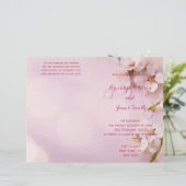 Roze Kersenbloesem Huwelijksprogramma Flyer (Staand voorkant)