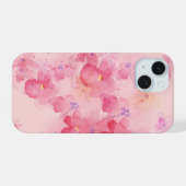 roze kersenbloesem iPhone 15 case (Achterkant horizontaal)