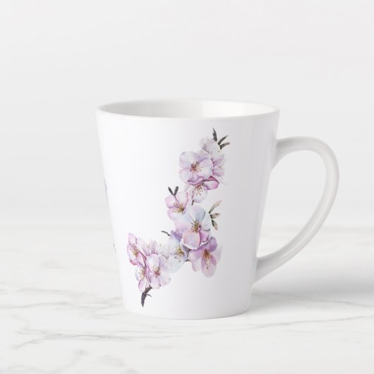 Roze Kersenbloesem Keramiek  Latte Mok (Rechts)