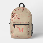 Roze Kersenbloesem Koraal Monogram Naam Rugzak (Voorkant)