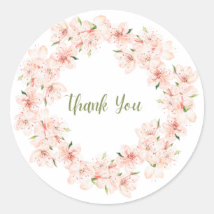 Roze Kersenbloesem Krans Bedankt Sticker