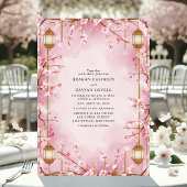Roze Kersenbloesem Lantaarn bruiloft Kaart