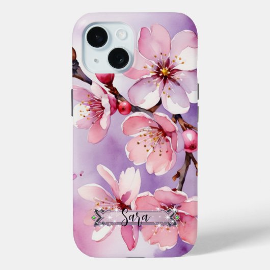 Roze Kersenbloesem Lavendel iPhone / iPad hoesje (Achterkant)