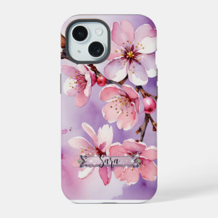 Roze Kersenbloesem Lavendel iPhone / iPad hoesje 15 Case