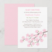 Roze Kersenbloesem Lente Baby Douche Uitnodigingen (Voorkant / Achterkant)