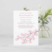 Roze Kersenbloesem Lente Baby Douche Uitnodigingen (Staand voorkant)