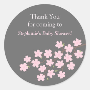 Roze Kersenbloesem Lente Baby Shower Stickers