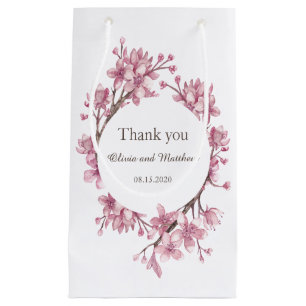 Roze kersenbloesem. Lente bloemenbruiloft Bedankt Klein Cadeauzakje