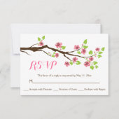 Roze kersenbloesem lente bruiloft RSVP (Voorkant)