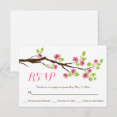 Roze kersenbloesem lente bruiloft RSVP (Voorkant / Achterkant)