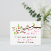 Roze kersenbloesem lente bruiloft Save the Date Aankondigingskaart (Staand voorkant)