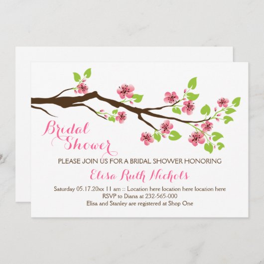 Roze kersenbloesem lente bruiloft vrijgezellenfees kaart (Voorkant / Achterkant)