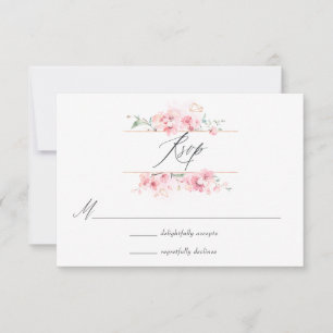 Roze Kersenbloesem Lente Trouwfoto RSVP Kaartje