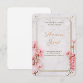 Roze Kersenbloesem Marmeren Trouw Uitnodiging (Voorkant / Achterkant)