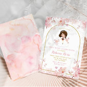 Roze Kersenbloesem Meisje Eerste Heilige Communie Kaart