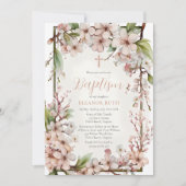 Roze Kersenbloesem Meisje Lente Bloemend Doop Kaart (Voorkant)