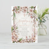 Roze Kersenbloesem Meisje Lente Bloemend Doop Kaart (Staand voorkant)