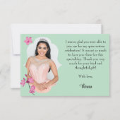 Roze Kersenbloesem, Mint Green Foto Bedankkaart (Voorkant)