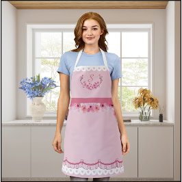 Roze Kersenbloesem Monogram Schort
