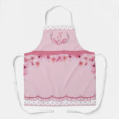 Roze Kersenbloesem Monogram Schort (Voorkant)