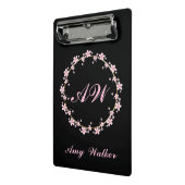 Roze Kersenbloesem Monogram Vrouwelijke Bloemenkoo Mini Klembord (Angled2)