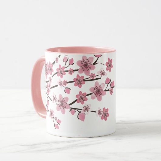 Roze Kersenbloesem Mooie Mok (Voorkant links)