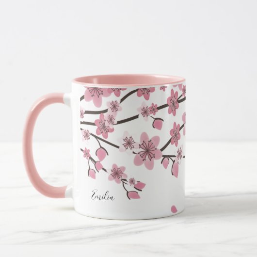 Roze Kersenbloesem Mooie Naam Mok (Links)