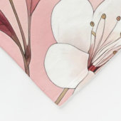 Roze kersenbloesem motief fleece deken (Hoek)