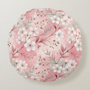 Roze kersenbloesem motief rond kussen