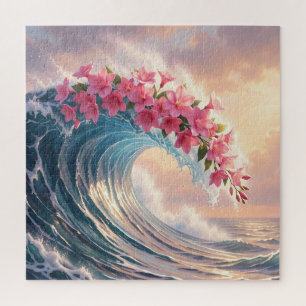 Roze Kersenbloesem Oceaan Golf Surrealistisch Legpuzzel