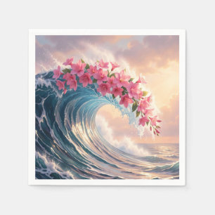Roze Kersenbloesem Oceaan Golf Surrealistisch Servet