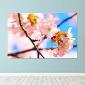 Roze Kersenbloesem Op Een Warme Lentedag Canvas Afdruk (Insitu (Houten vloer))
