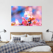 Roze kersenbloesem op een zonnige lentedag canvas afdruk (Insitu (Slaapkamer))