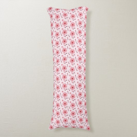 Roze Kersenbloesem Patroon Lichaamskussen (Voorkant Verticaal)