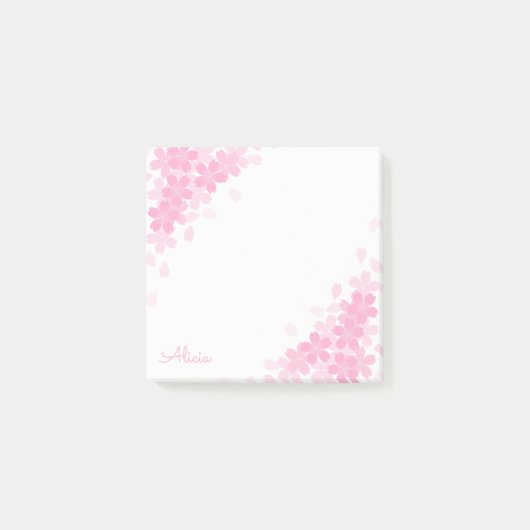 Roze Kersenbloesem Persoonlijke 3x3 Post it Notiti Post-it® Notes (Voorkant)