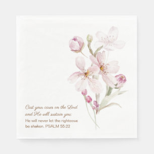 Roze Kersenbloesem Psalm 55:22 Servet