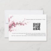 Roze Kersenbloesem QR Code Huwelijk RSVP Kaartje (Achterkant)