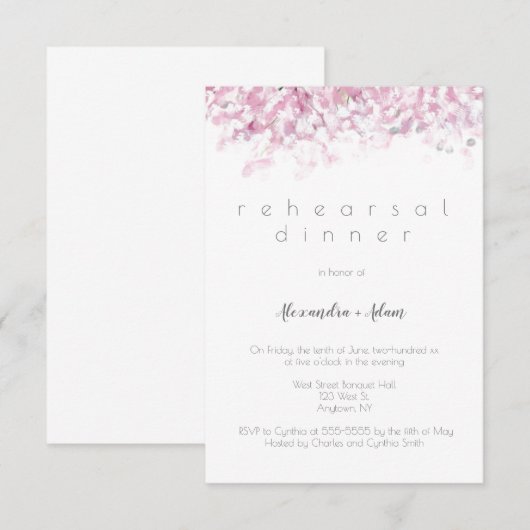 Roze kersenbloesem repetitie diner uitnodigingen (Voorkant / Achterkant)