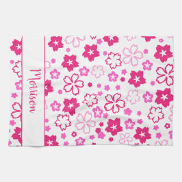 Roze kersenbloesem sakura bloem keuken handdoek