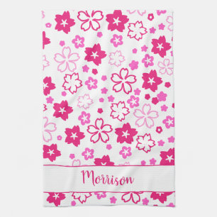 Roze kersenbloesem sakura bloem keuken handdoek