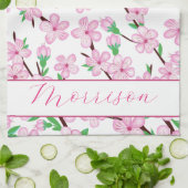 Roze kersenbloesem sakura bloem theedoek (Gevouwen)