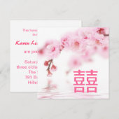 roze kersenbloesem sakura Chinese bruiloft Kaart (Voorkant / Achterkant)