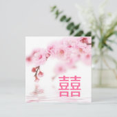 roze kersenbloesem sakura Chinese bruiloft Kaart (Staand voorkant)