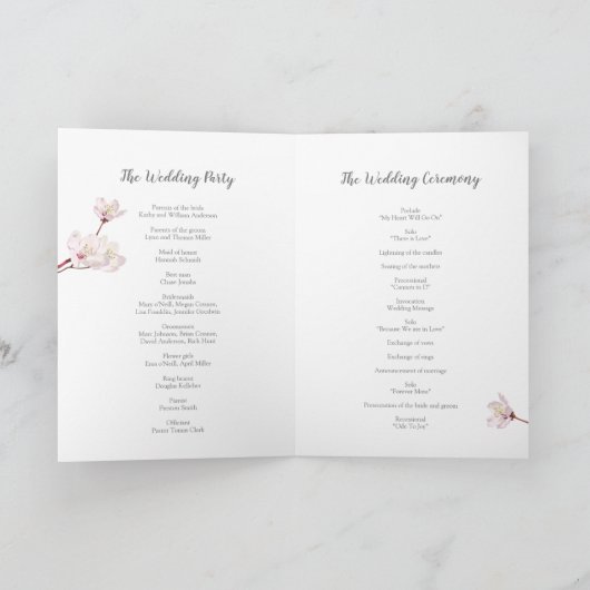 Roze Kersenbloesem Sakura Japanse bruiloft Programma (Binnen)