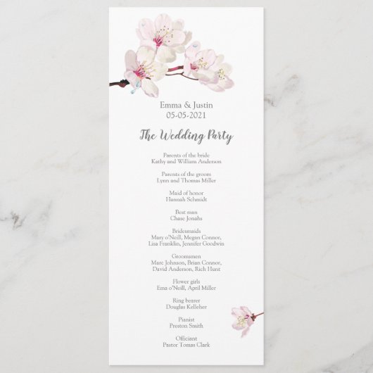 Roze Kersenbloesem Sakura Japanse bruiloft Programmakaart (Voorkant)