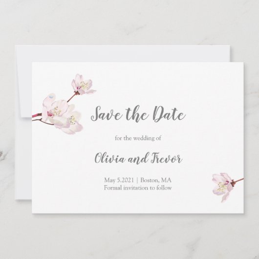 Roze Kersenbloesem Sakura Japanse bruiloft Save The Date (Voorkant)